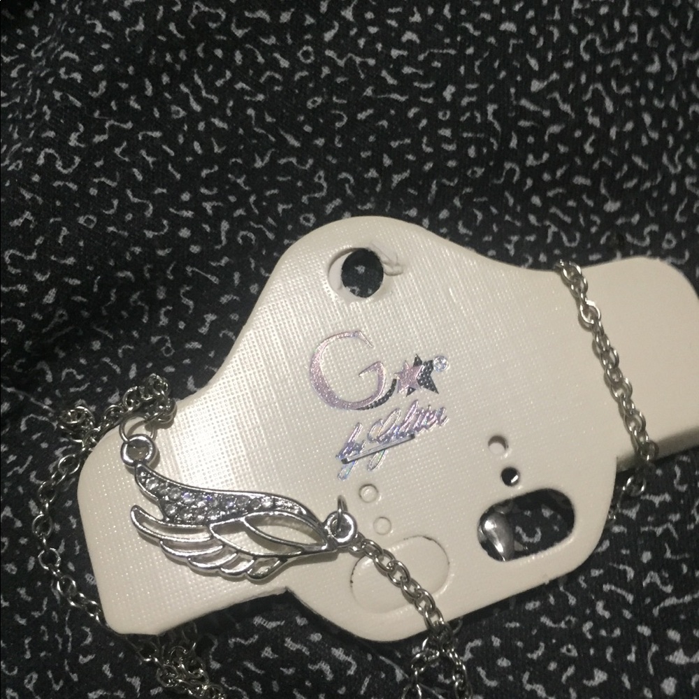 Brand New bedazzled angel wings necklace
